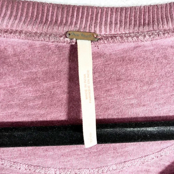 Free People Distressed Mauve Long Sleeve Tee with Sequin Neckline Size Small - Picture 6 of 7